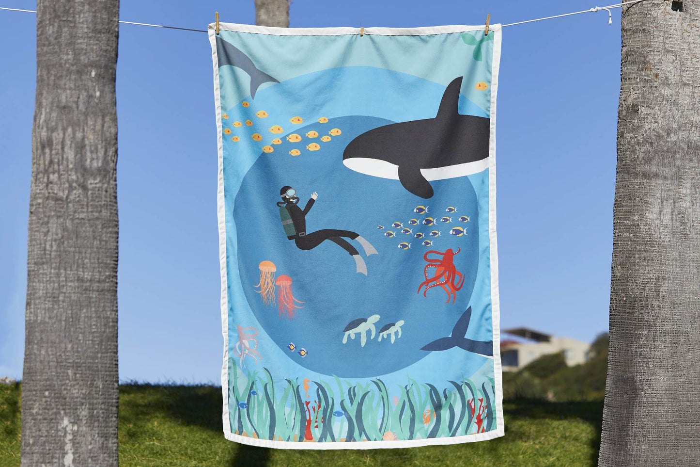Premium Double - Sided Mermaid & Diving Playmat + Wooden Memory Game – Eco - Friendly, Travel Toy for Kids - Wonderful Little Company ™