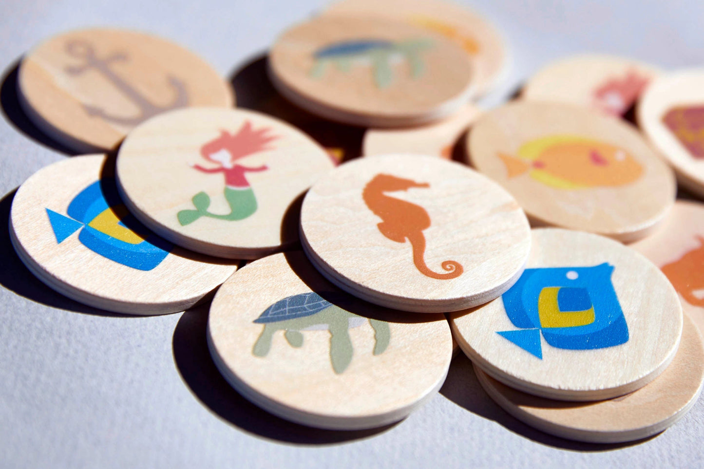 Wooden Memory Game - 16 pieces - FSC sustainable timber, non - toxic paint - Wonderful Little Company ™