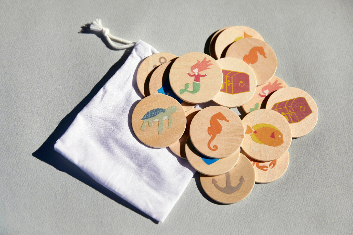 Wooden Memory Game - 16 pieces - FSC sustainable timber, non - toxic paint - Wonderful Little Company ™