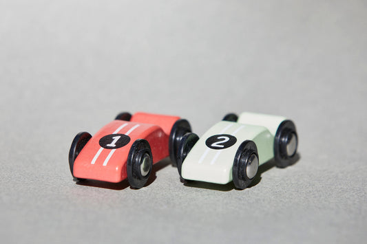 Wooden Racing Cars for Kids (2 Cars), FSC sustainable timber, non - toxic paint - Wonderful Little Company ™