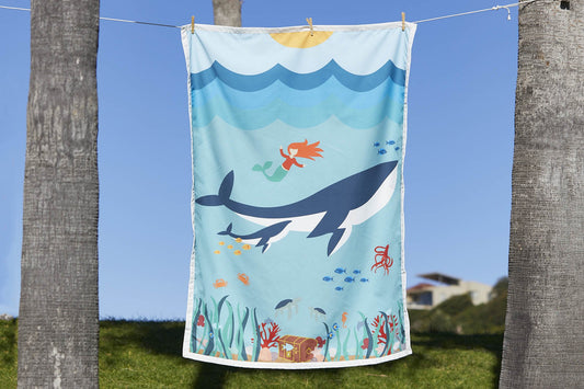 Premium Double - Sided Mermaid & Diving Playmat + Wooden Memory Game – Eco - Friendly, Travel Toy for Kids - Wonderful Little Company ™