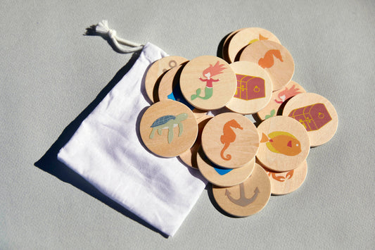Wooden Memory Game - 16 pieces - FSC sustainable timber, non - toxic paint - Wonderful Little Company ™